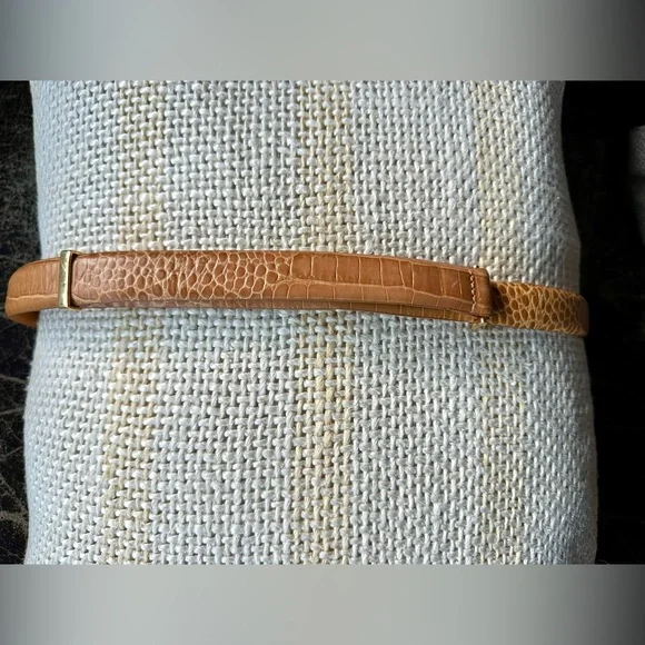 Lauren Ralph Lauren Tan Brown Italian Leather Strap with Gold Ring & Hook, L/XL